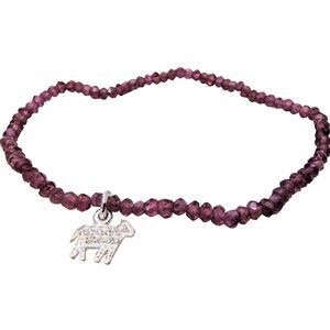 Johnny Was Purple Crystal Cut Beaded Stretch Bracelet with Silver Charm. NWOT.